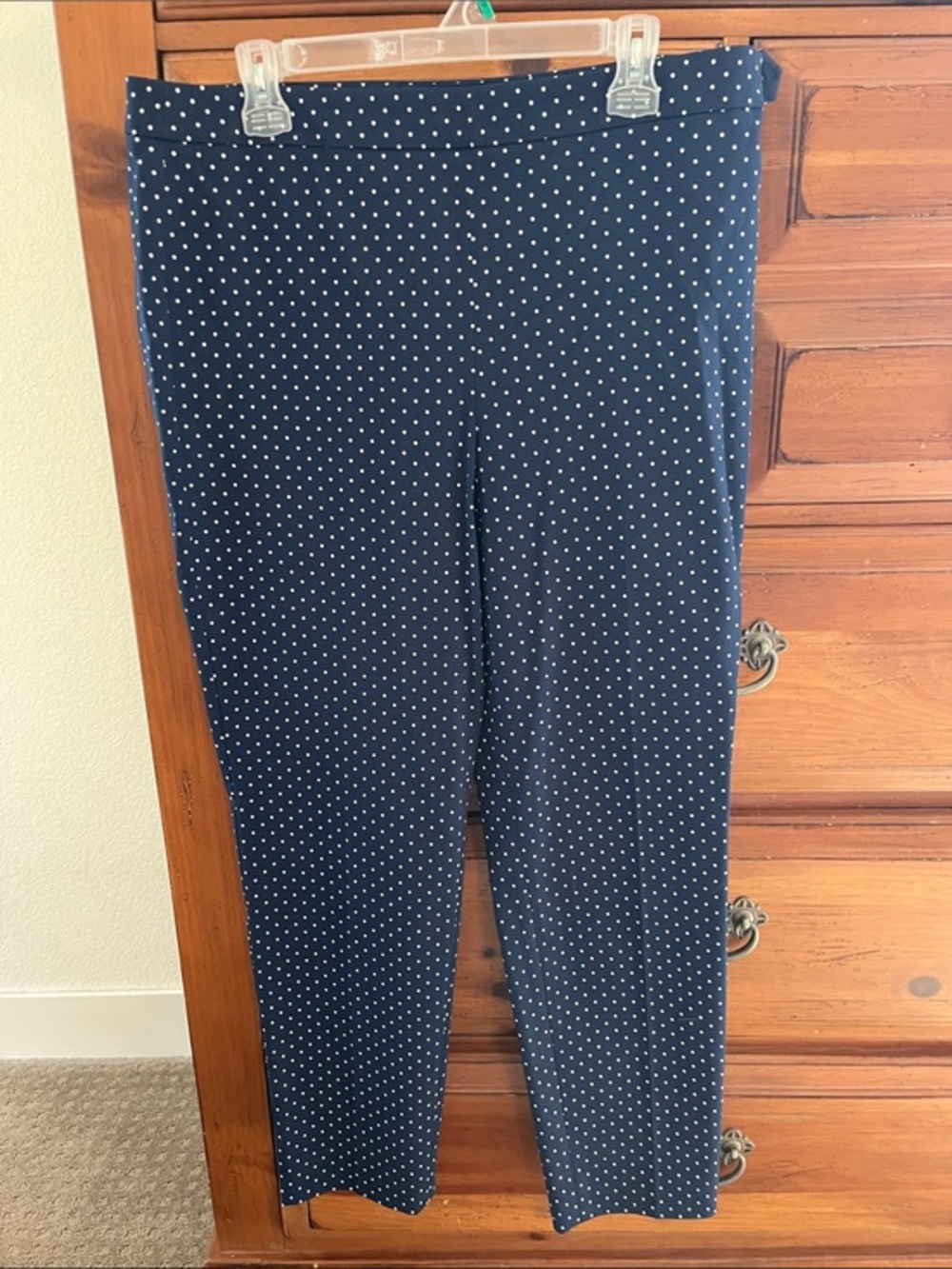 Talbots Navy Polka Dot Straight-Leg Pants Size 12 NWOT